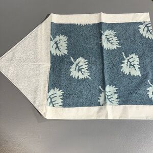 Blue and White Leaf Pattern Table Runner